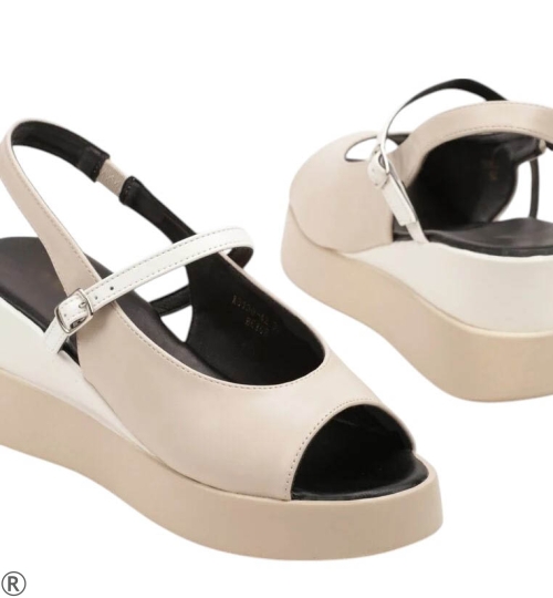 Бежови сандали на платформа- Mira Beige 10674