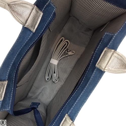 Голяма дънкова чанта- Zara Silver 11027