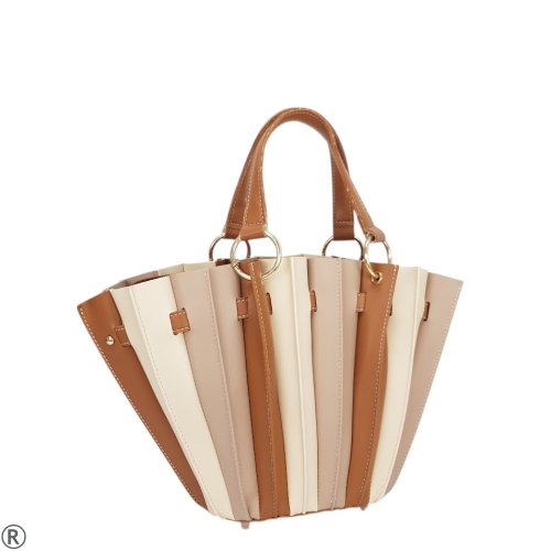 Дамска чанта в бежово и кафяво- Steisi Beige 11031