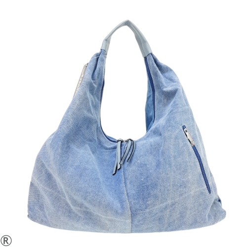 Голяма дънкова чанта тип торба- Ambur Blue 11036
