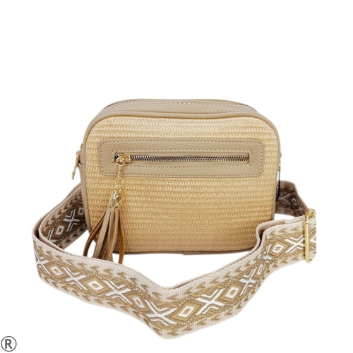 Плетена чанта за през рамо- Zara Beige 11048