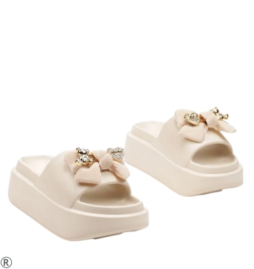 Дамски чехли с мече- Tedy Bear Beige 11052