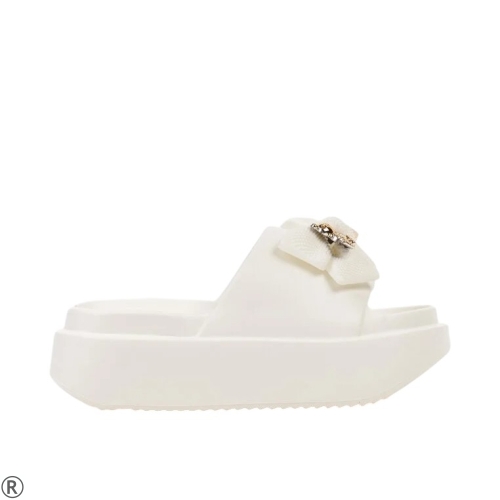 Бели дамски чехли с мече- Tedy Bear White 11053