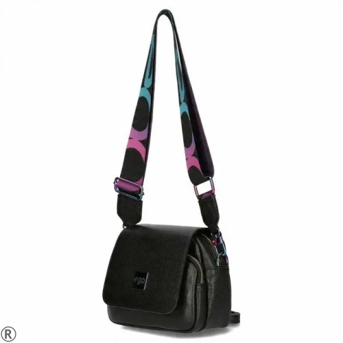 Черна чанта през рамо от естествена кожа- EGO Black 11083