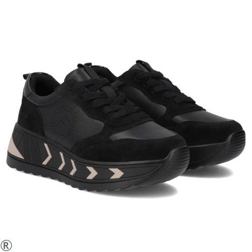 Черни маратонки от естествена кожа- Keisi Black 11102