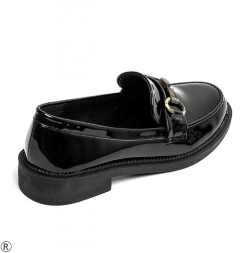 Черни лачени мокасини на равно ходило- Zara Black 11120