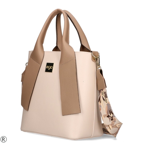 Дамска бежова чанта с дълга дръжка- EGO Beige 11146