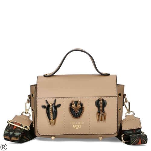 Бежови дамски мокасини със златна тока- Sisi Beige 11122