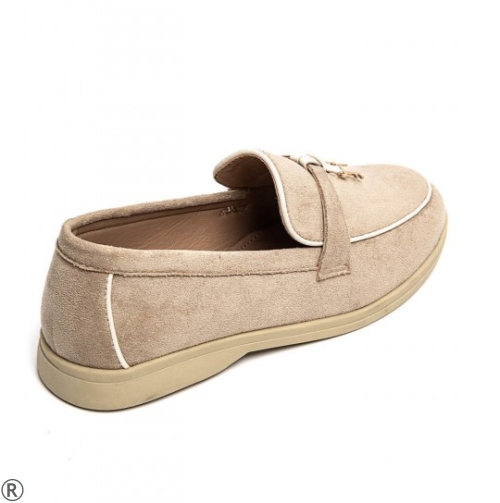 Бежови дамски лоуфъри на равно ходило- Danaq Beige 11210