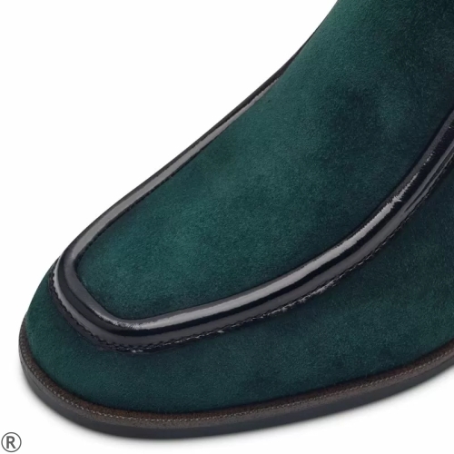 Зелени боти от естествен велур- Tamaris Green 11228