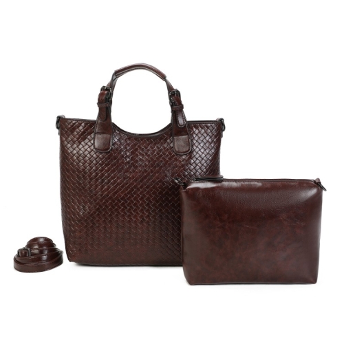 Кафява дамска плетена чанта- Ines Delaure Brown 11246