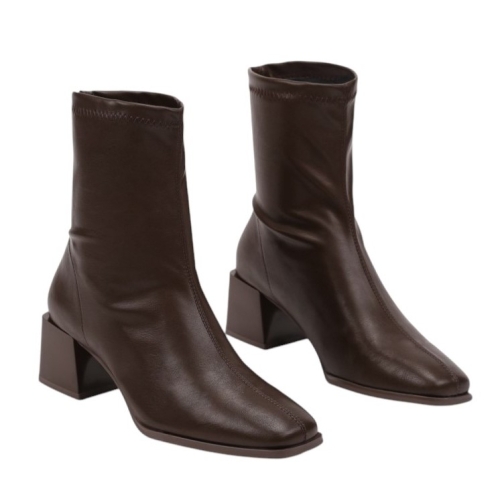 Кафяви класически боти на ток- Izabel Brown 11288