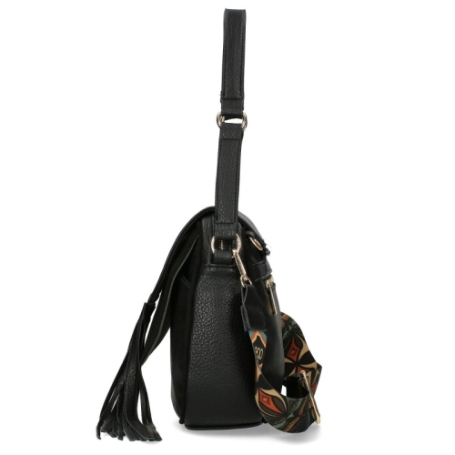Черна чанта с велурен капак и ресни- EGO Totemic Black 11297