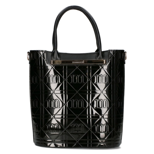 Черни боти от естествен лак на ток и платформа- Krista Black 11243