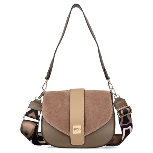Бежова чанта от естествена кожа с два сменяеми капака- EGO 11344