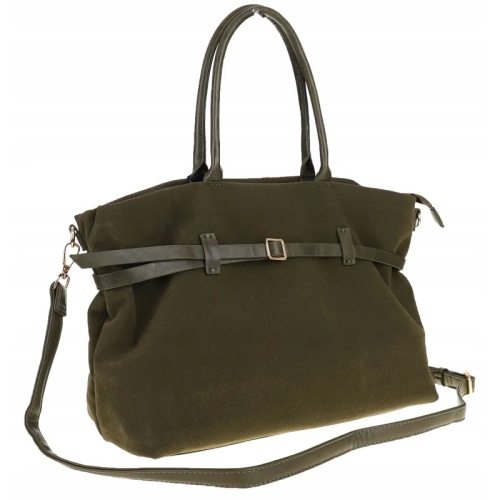 Голяма велурена чанта за формат А4- Darena Green 11451