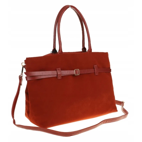 Голяма керемидена чанта от велур- Darena 11456