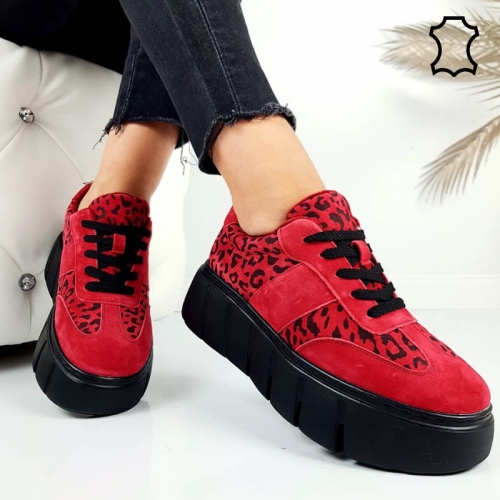 Червени кецове с леопардов принт- Leq Red 11268