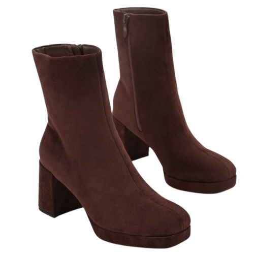 Кафяви боти на ток и платформа- Daris Brown 11468