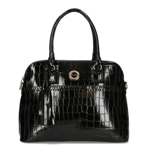 Стилни черни боти на широк ток с кроко принт- Eliza Bulgaria 11469