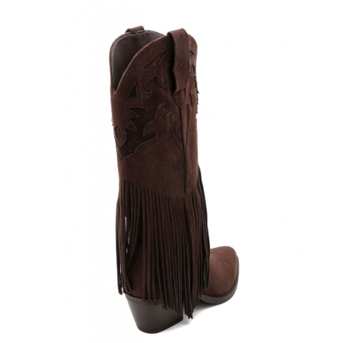 Кафяви каубойски ботуши с ресни- Klodi Brown 11489