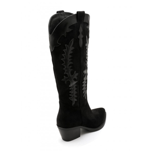 Черни каубойски ботуши на широк ток- Hedar Black 11492