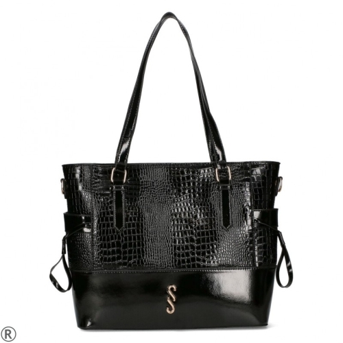 Черни ежедневни боти от естествен велур и лак- Nansi Black 9829