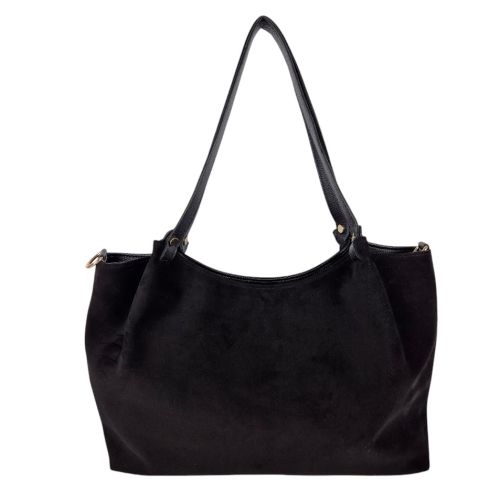 Голяма велурена чанта с дълги дръжки за рамо- Laura Biaggi 11494