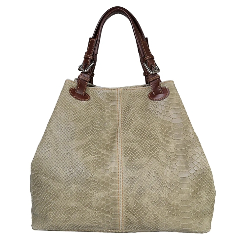 Чанта от естествена кожа цвят таупе- Enrica Taupe 11500
