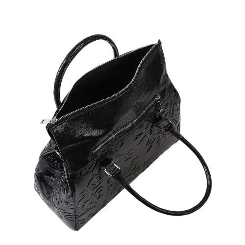 Луксозна твърда чанта от естествена кожа- Afra Black 11502