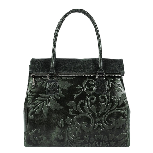 Луксозна зелена чанта от естествена кожа- Afra Green 11503