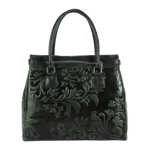 Луксозна зелена чанта от естествена кожа- Afra Green 11503