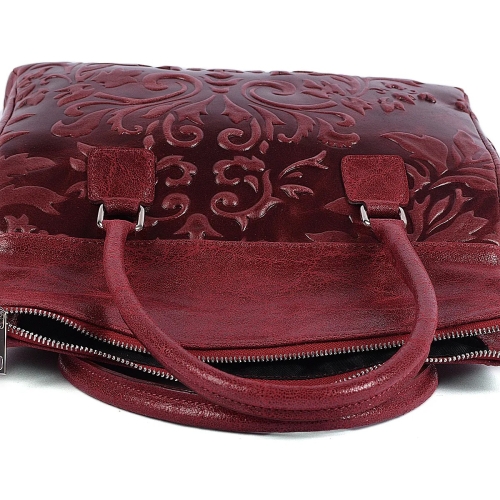 Луксозна  чанта от естествена кожа в цвят бордо- Afra Burgundy 11504