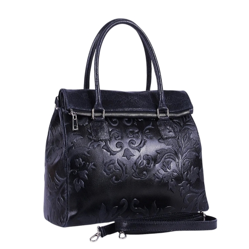 Луксозна тъмно синя чанта от естествена кожа- Afra Blue 11505