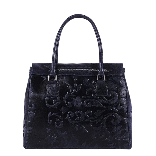 Луксозна тъмно синя чанта от естествена кожа- Afra Blue 11505