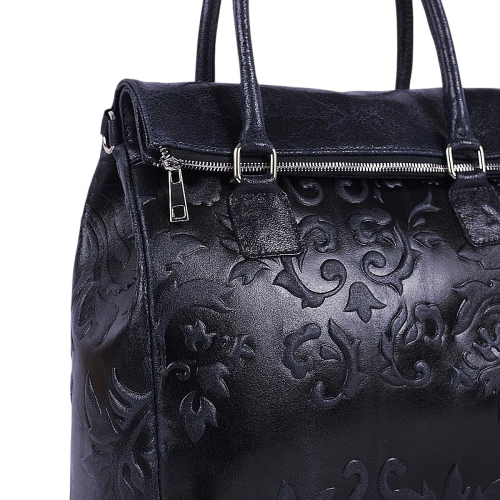 Луксозна тъмно синя чанта от естествена кожа- Afra Blue 11505