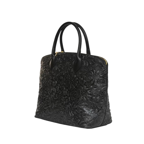 Луксозна дамска чанта от релефна естествена кожа- Jamila Black 11511