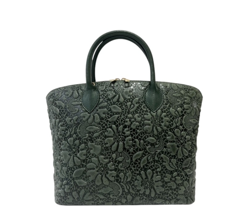 Зелена дамска чанта от релефна естествена кожа- Jamila Green 11512