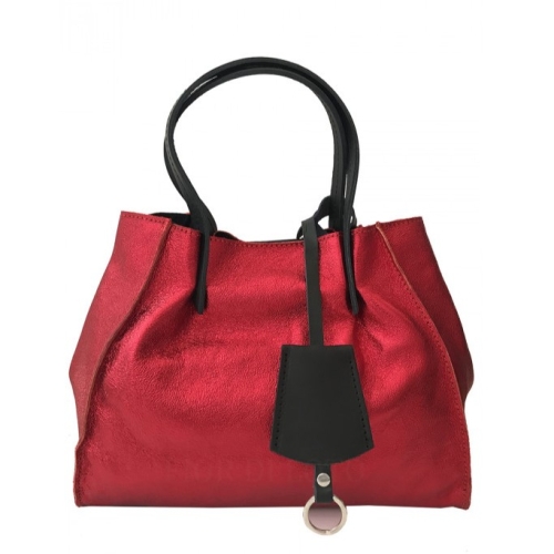 Червена чанта от естествена кожа с три отделения- Amanda Red 11520