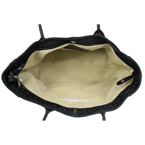 Черна чанта от естествена кожа с животински принт- Demi Red 11521