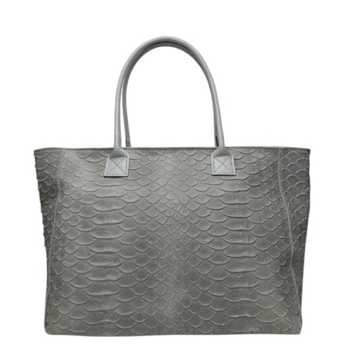 Сива дамска чанта от естествена кожа с дълги дръжки за рамо- Frea Grey 11528