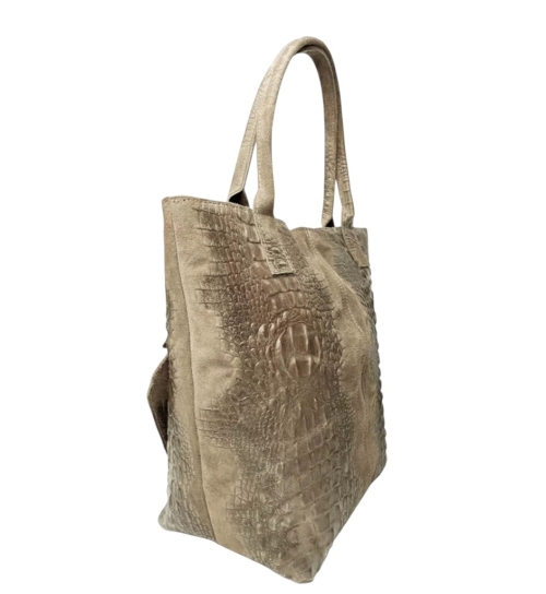 Голяма чанта от естествена кожа цвят таупе- Zara Taupe 11533