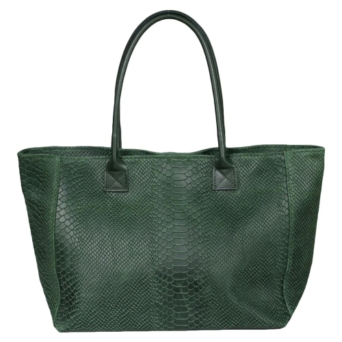 Голяма зелена чанта от естествена кожа с дълги дръжки- Pina Green 11535