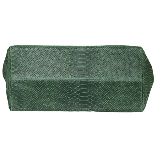 Голяма зелена чанта от естествена кожа с дълги дръжки- Pina Green 11535