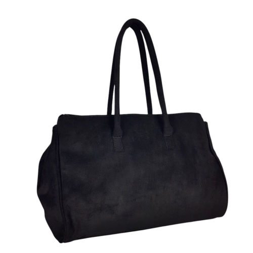 Голяма черна чанта от велур- Laura Biaggi 11539