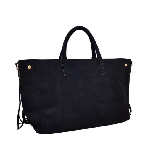 Черна велурена чанта с ресни- Laura Biaggi 11540