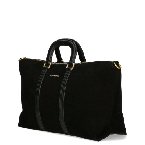 Черна велурена чанта с една преграда- Karmen Black 11461