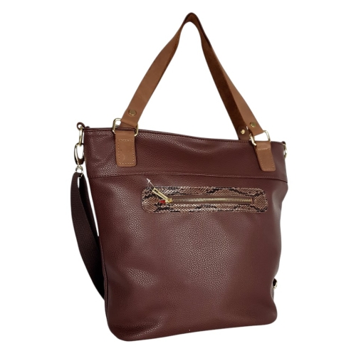 Голяма кафява чанта от естествена и еко кожа- Laura Biaggi 11546