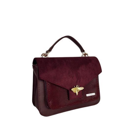 Чанта за през рамо цвят бордо- Laura Biaggi 11547