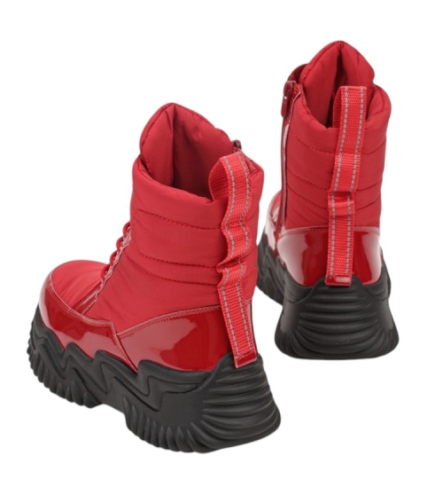 Червени дамски боти с топла вата- Valera Red 11564